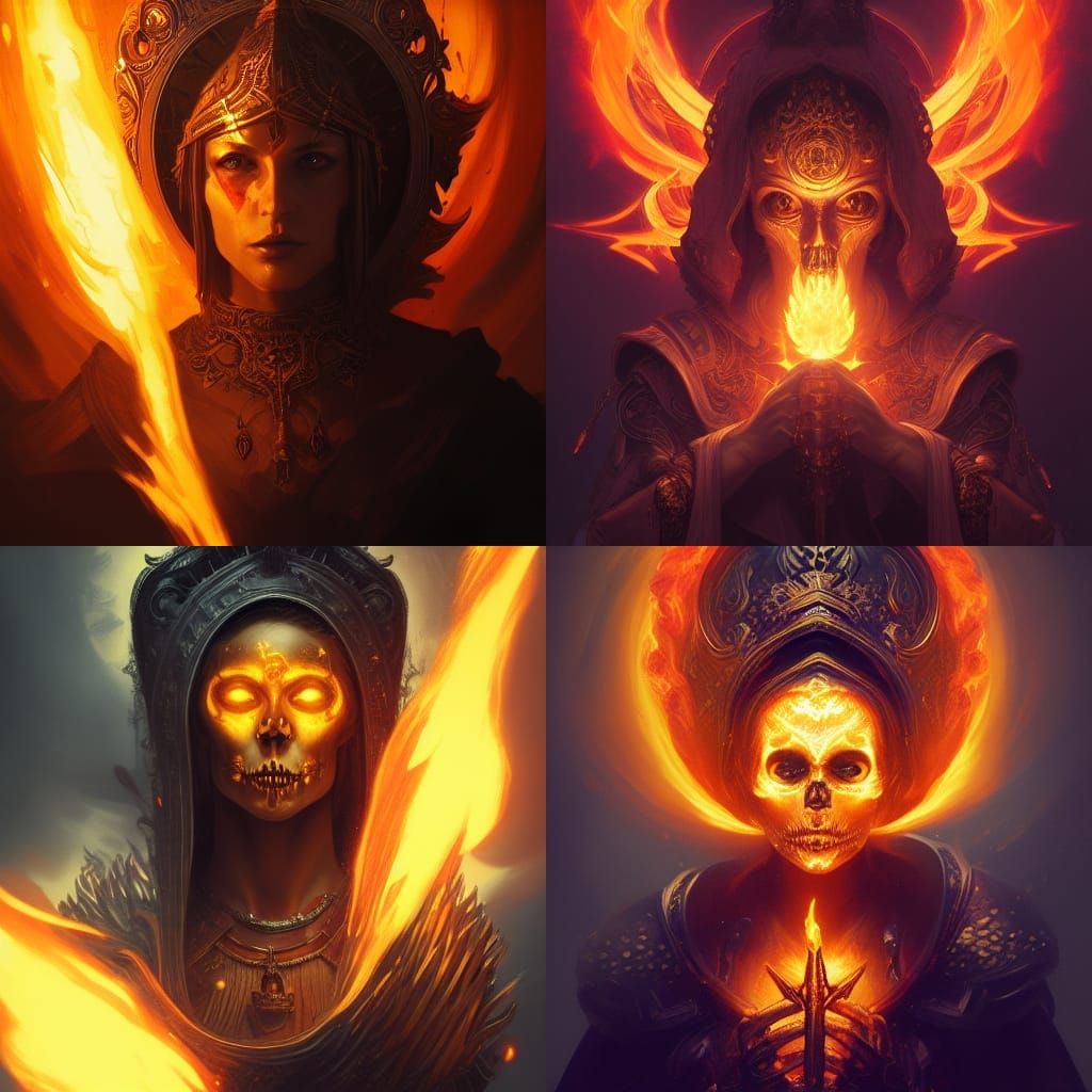 Golden Skull Saint in Dark Fantasy Art
