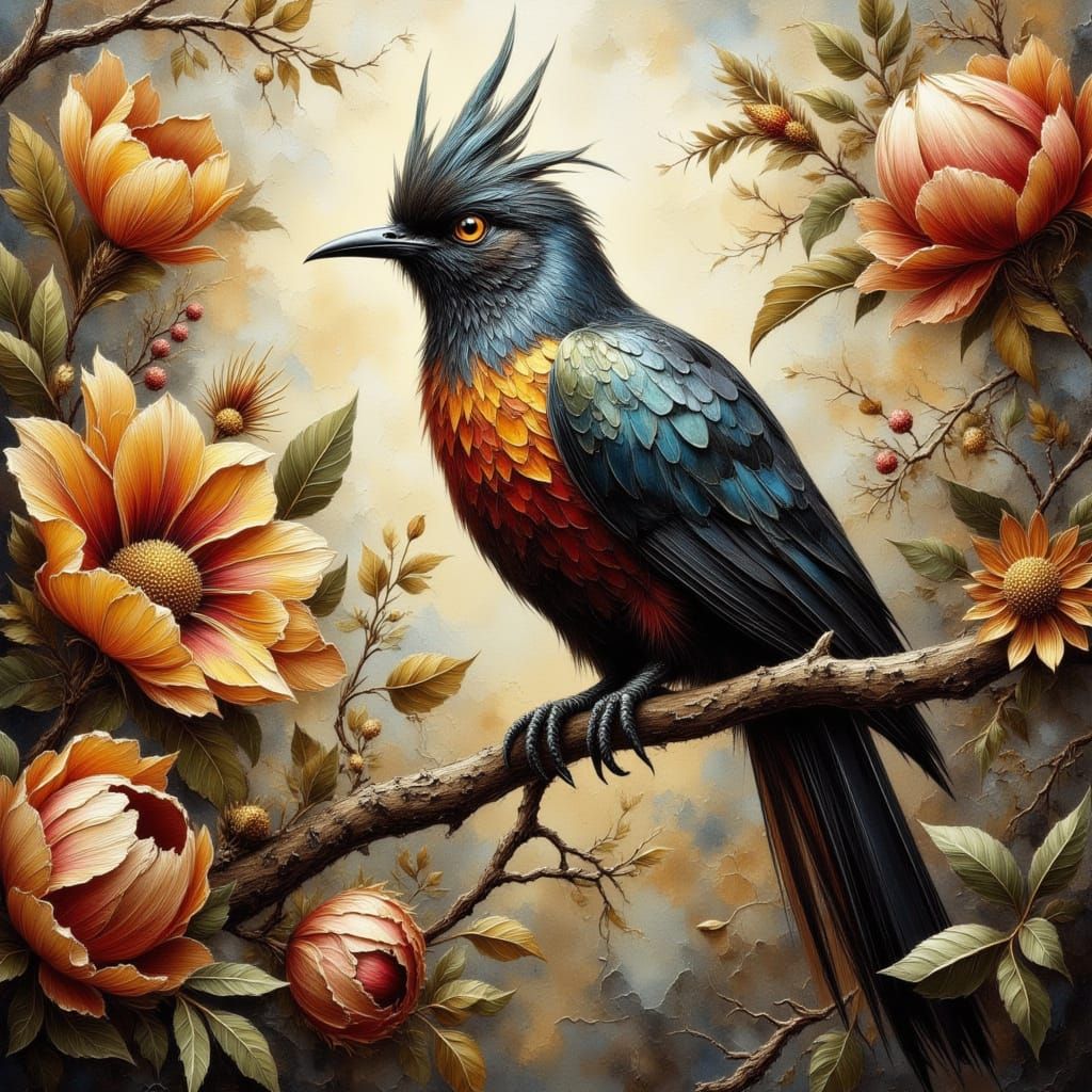 Exotic bird and flowers 3
