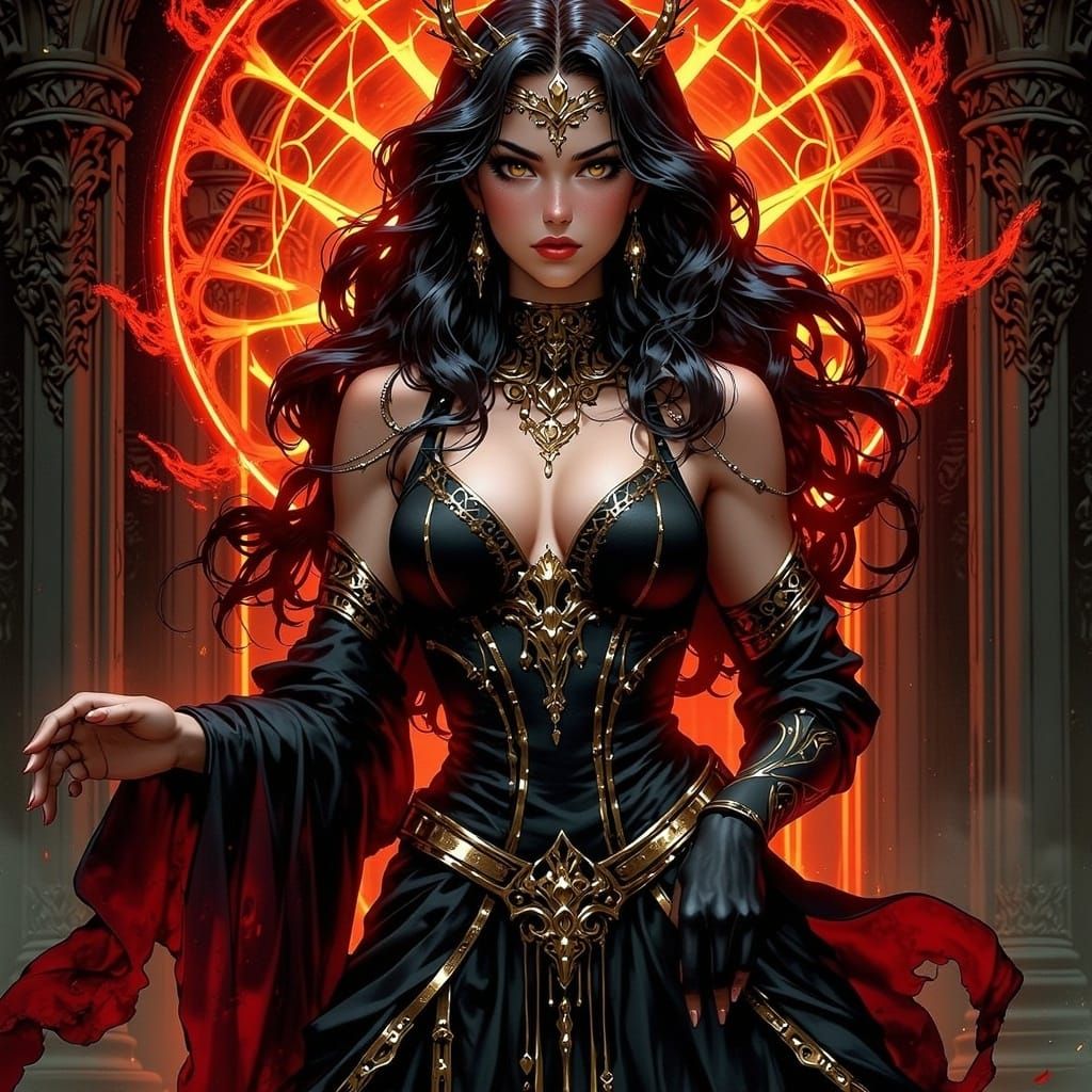 Enigmatic Woman in Art Nouveau Style