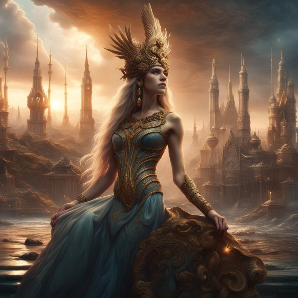 Epic Goddess in a Digital Matte Painting