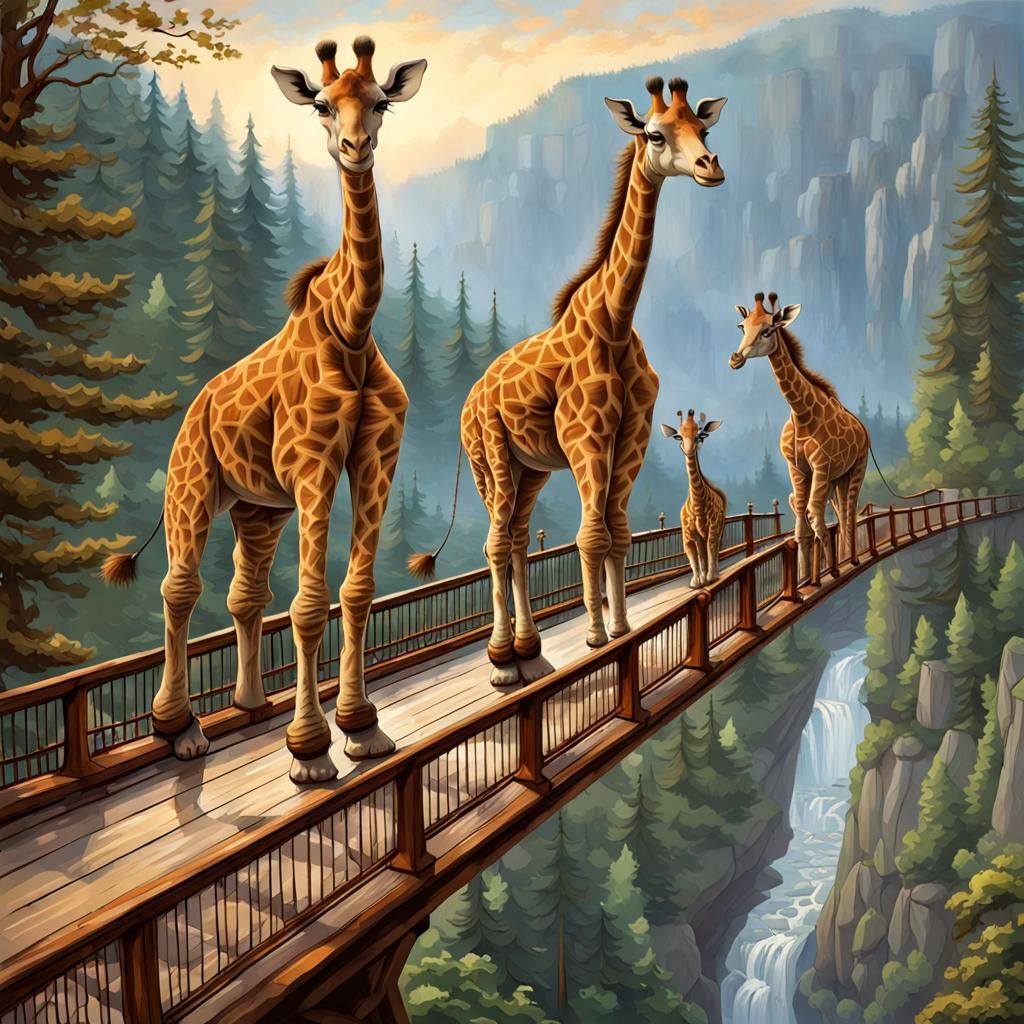 Giraffes Dance on Capilano Bridge: Doré Style