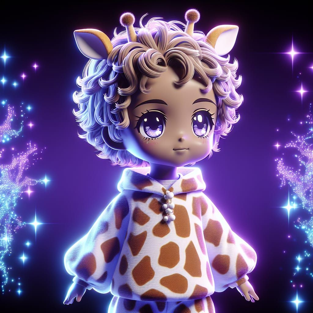 Chibi Toddler in Giraffe Costume with Vray Tracing