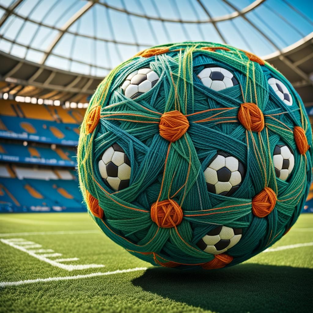String Football Stadium: Macro Photography in Naive Art Styl...