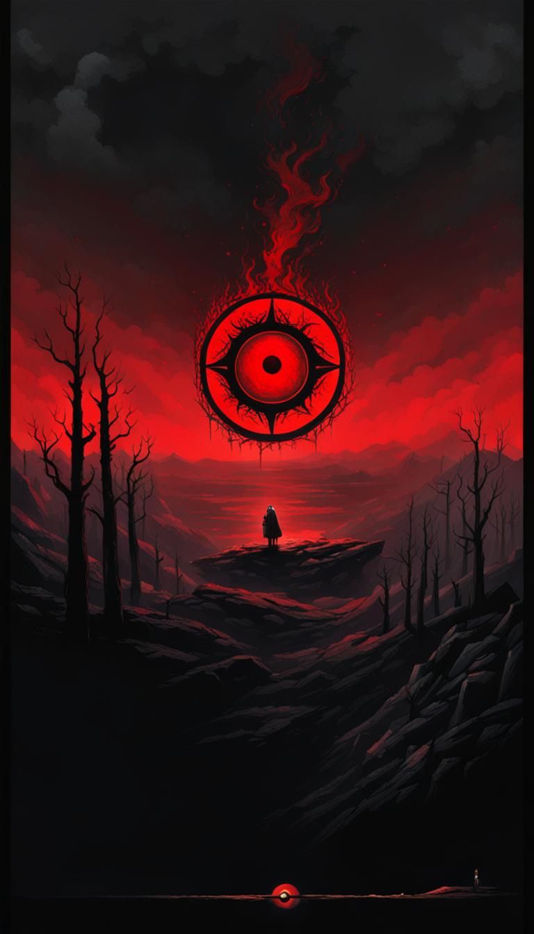 Sharingan Eye Illuminates the World in Horror Art