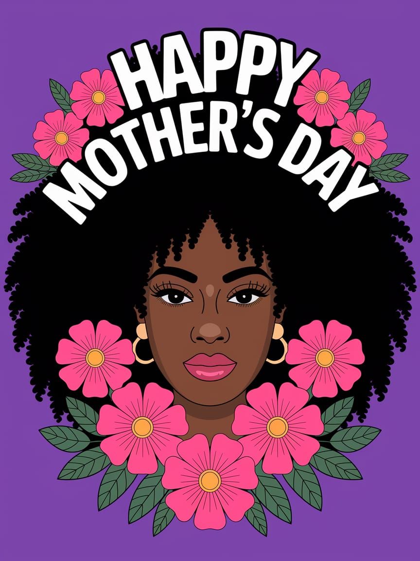 Mother's Day Portrait with Vibrant Blooms and Bold Colors