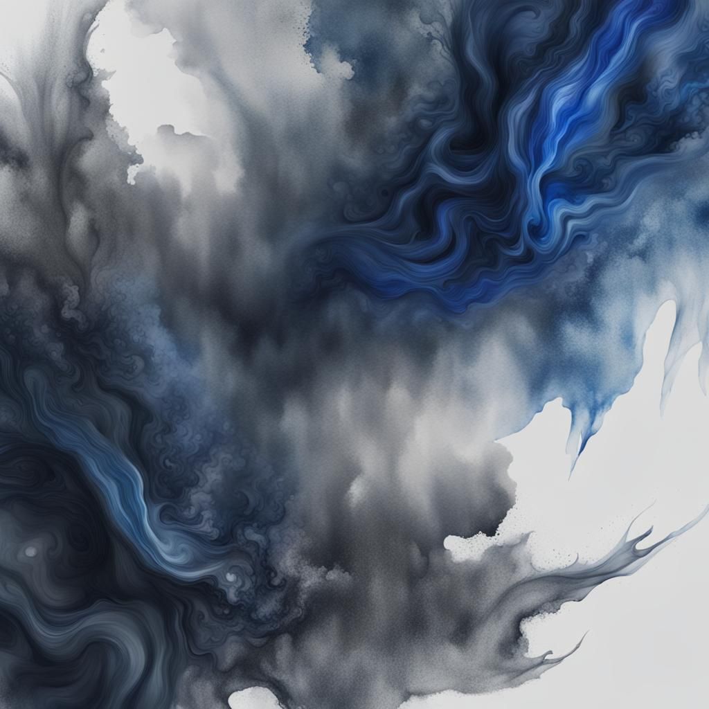 Grey and Blue Watercolour Matte Painting