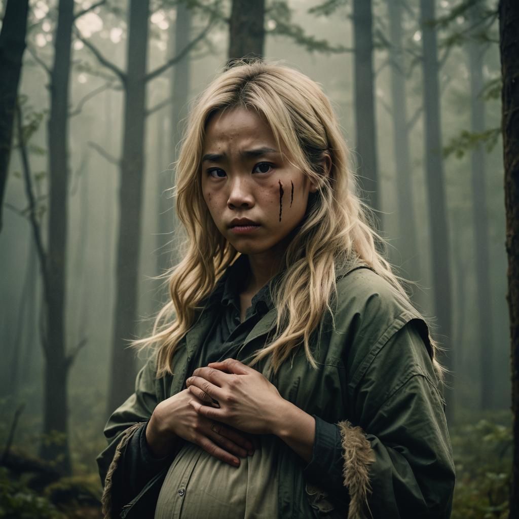 Cinematic Asian Werewolf Portrait in Golden Light