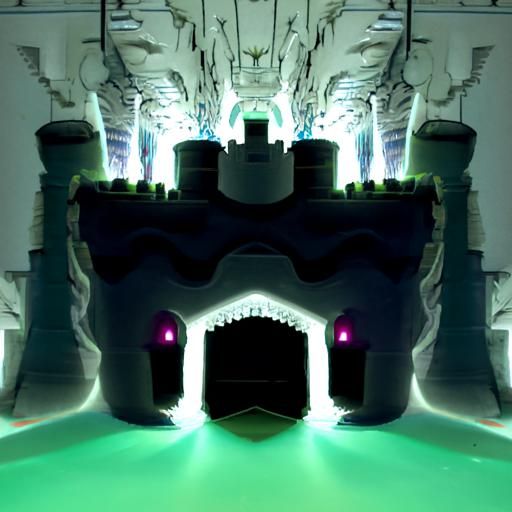 Glowing Castle in Underground Cavern