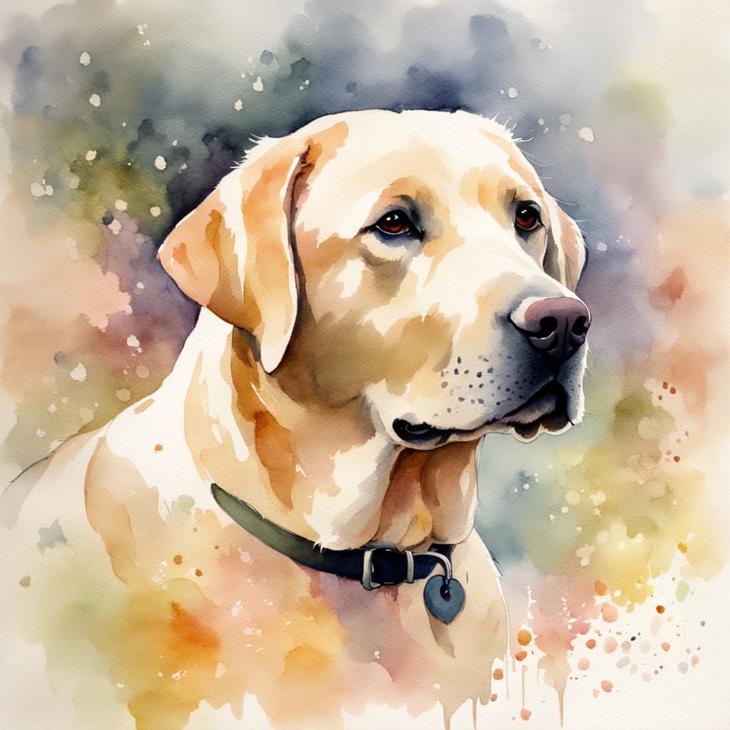 Whimsical Watercolour Portrait of a Labrador