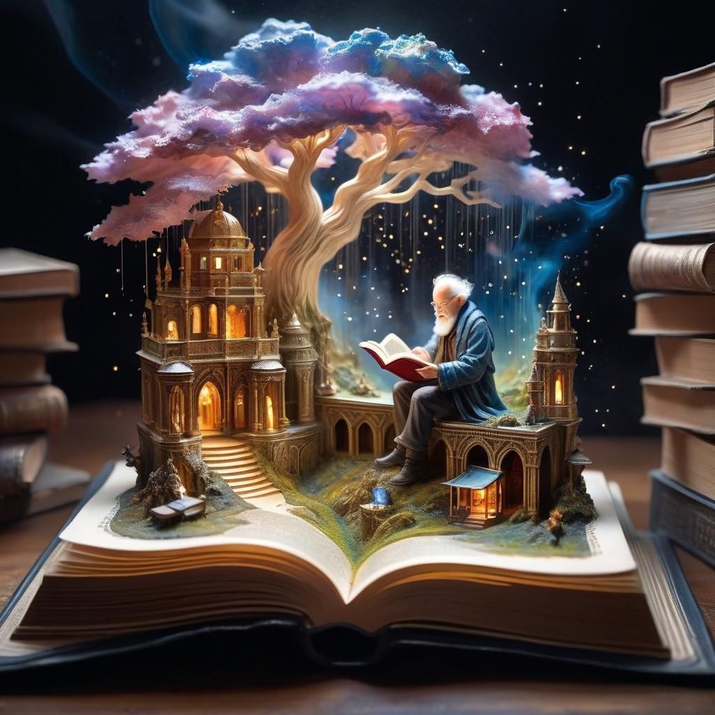 Miniature Fantasy World in Ancient Book