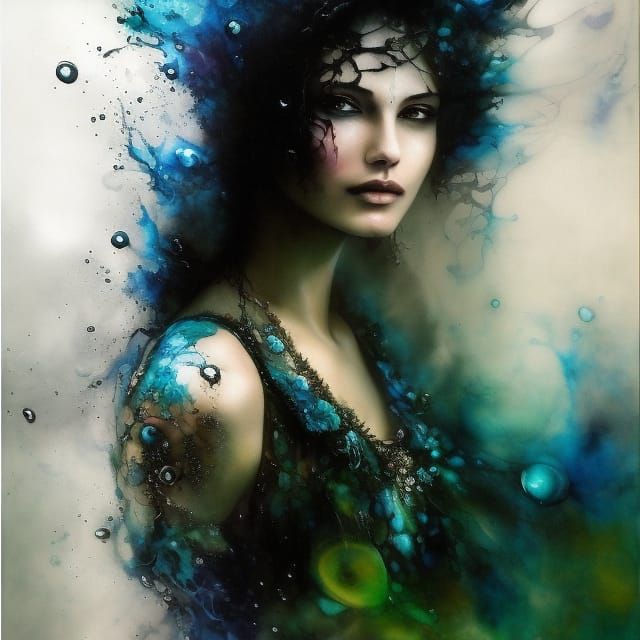 Shimmering Black Rose with Fluid Fractals