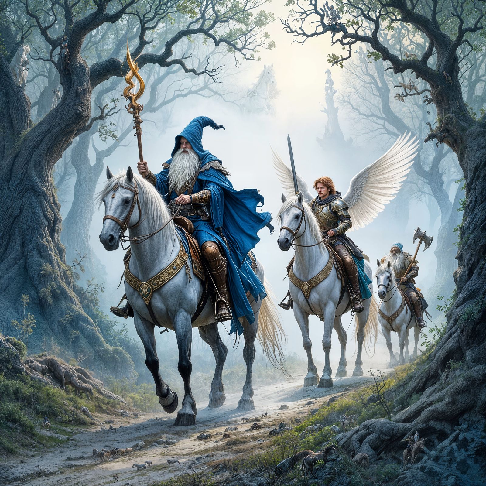 Fantasy Riders in Enchanted Forest