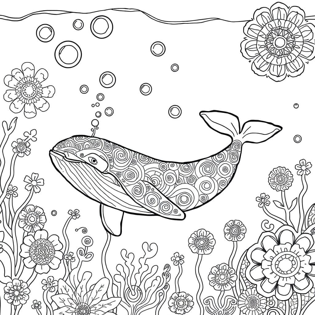 Enchanting Underwater World in Whimsical Black and White Lin...