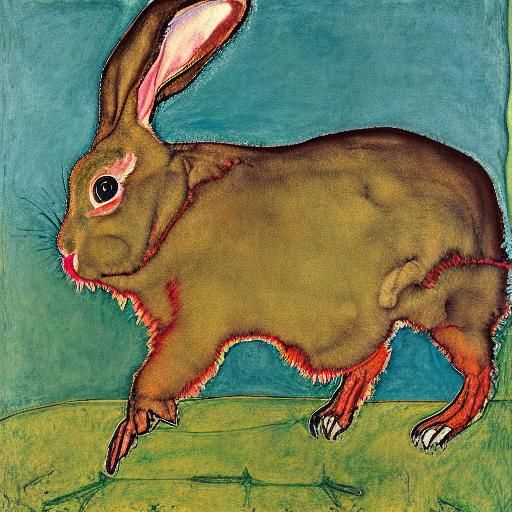 Disturbing Rabbit Consuming Alcohol: Expressionist Style