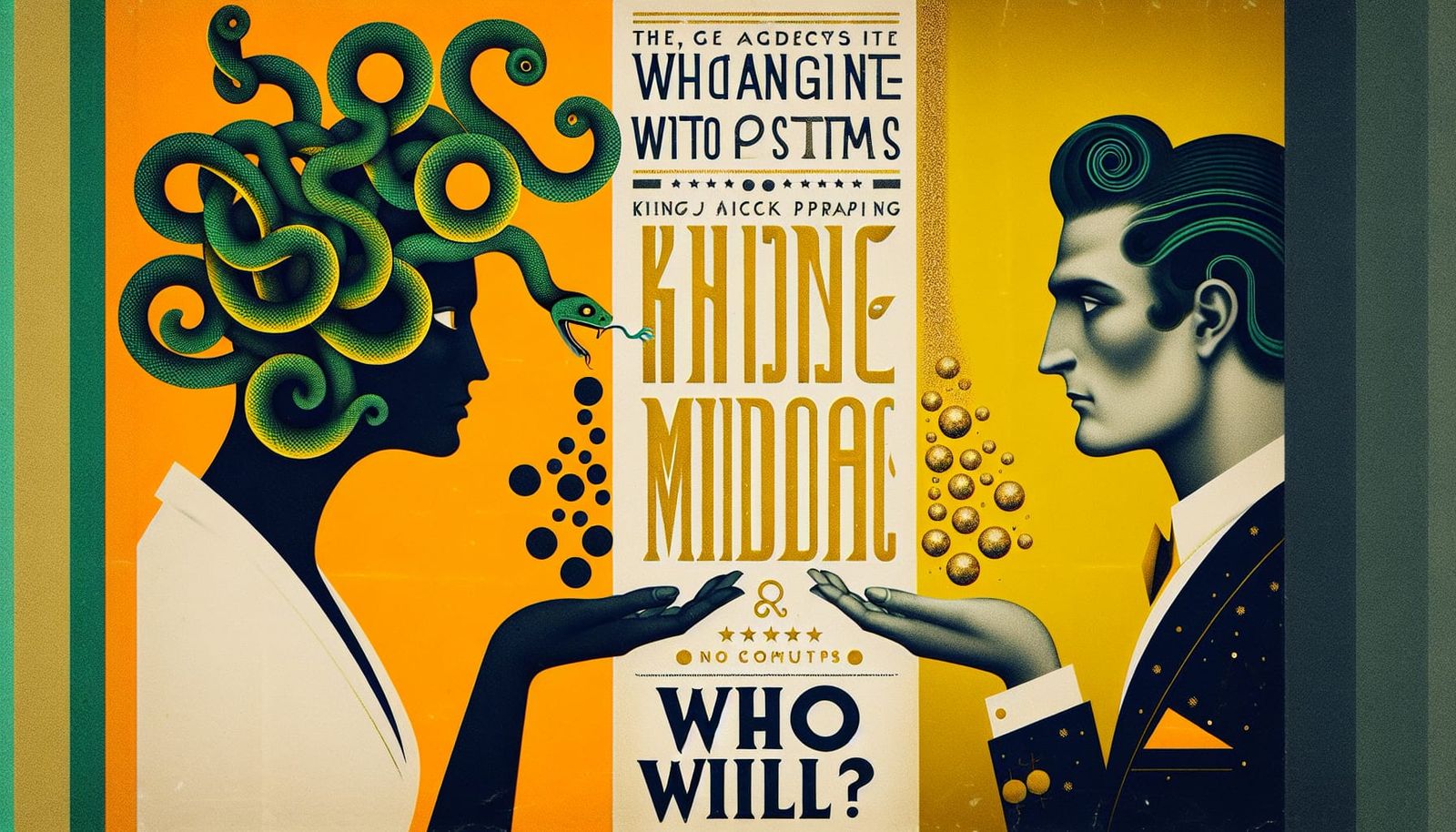 Medusa vs Midas: Typographic Neo-Realist Poster