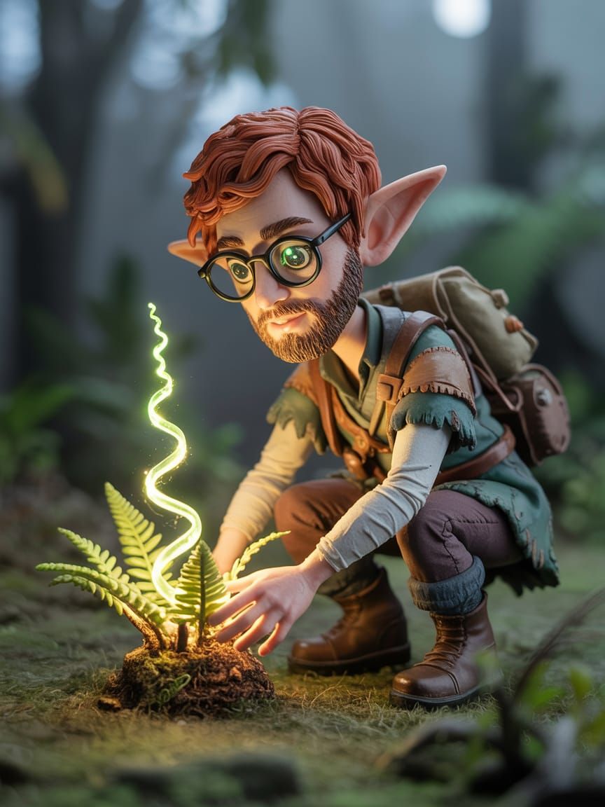 Half-Elf Mage in LAIKA-Inspired Stop-Motion Style