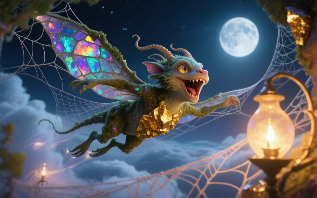 Chrysocolla Creature with Goldvein Cobweb Prismatic Spectral...