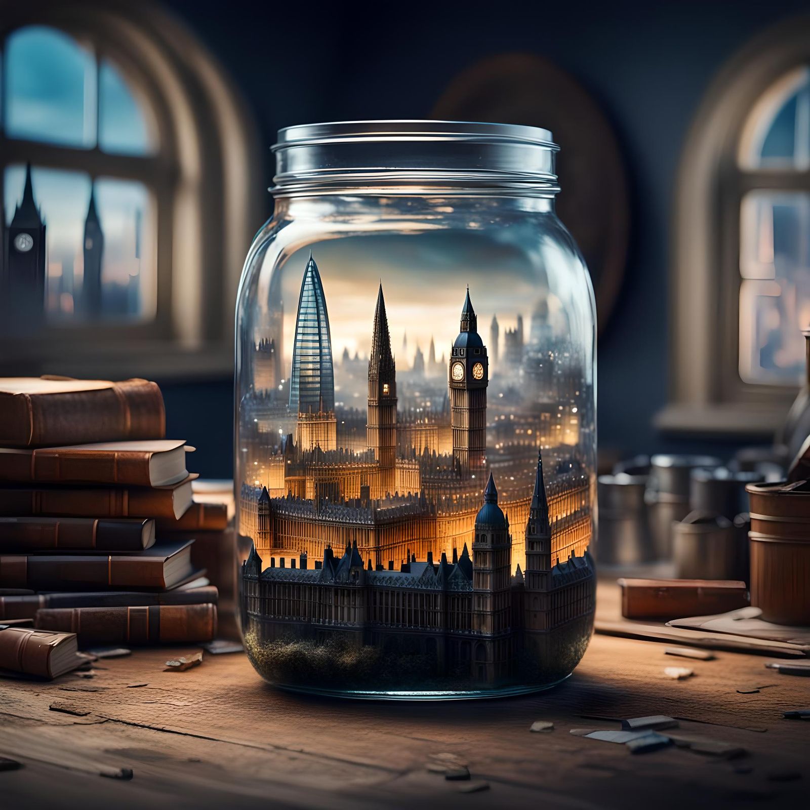 Miniature London in a Jar: Digital Matte Painting