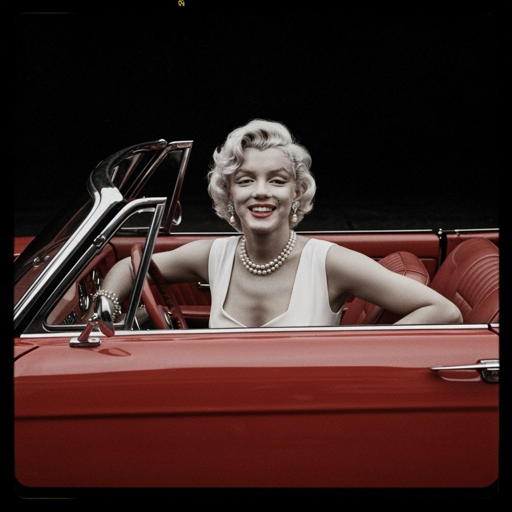 Marilyn Monroe in Red Convertible, Film Noir Style