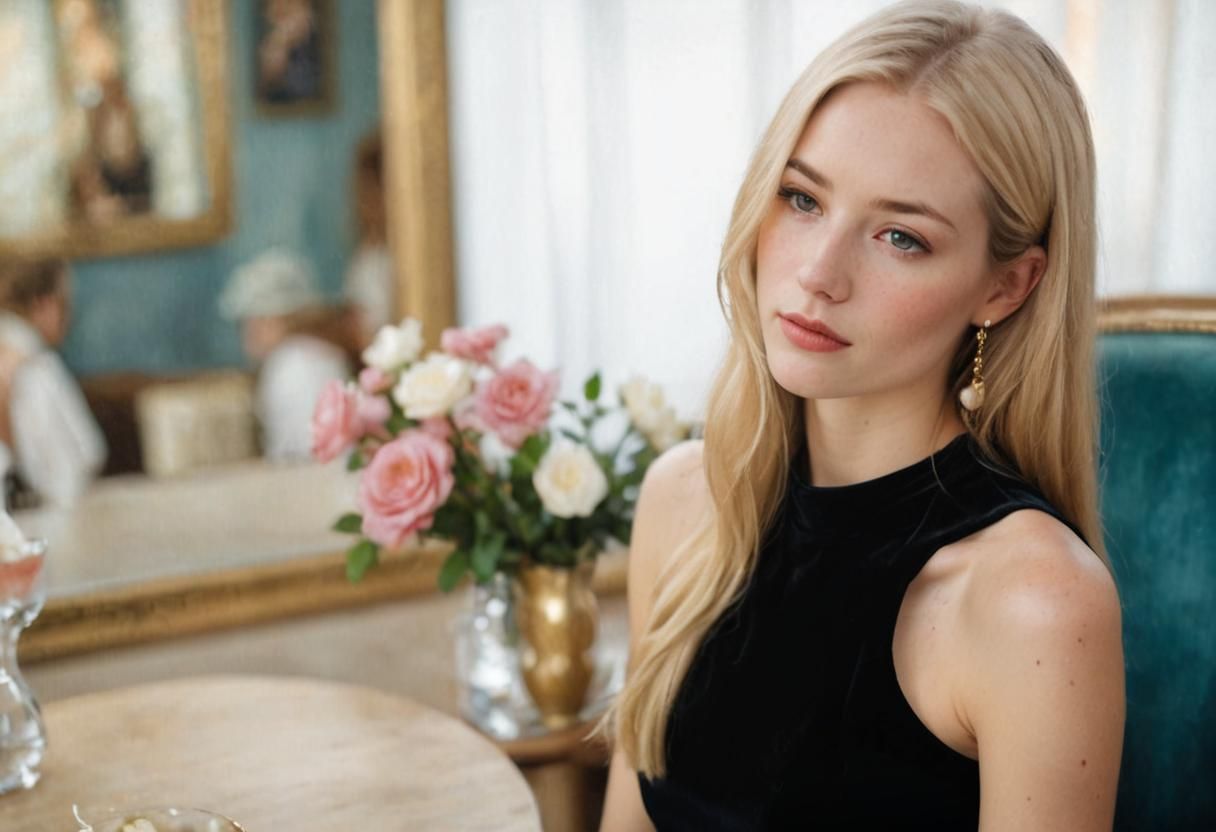 Impressionist Portrait of Woman in Cafe