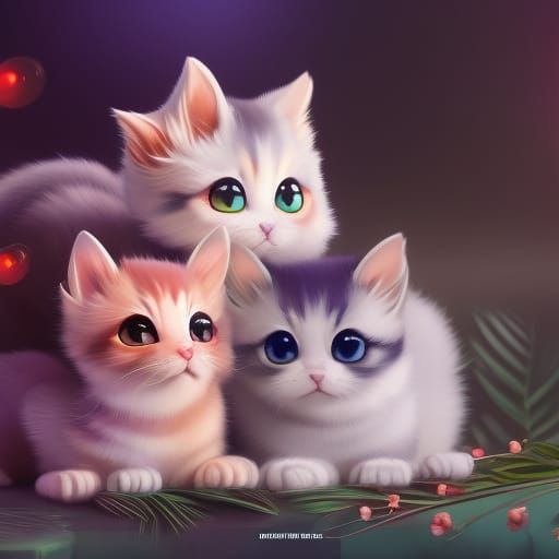 Adorable Kitten in Anime Digital Illustration