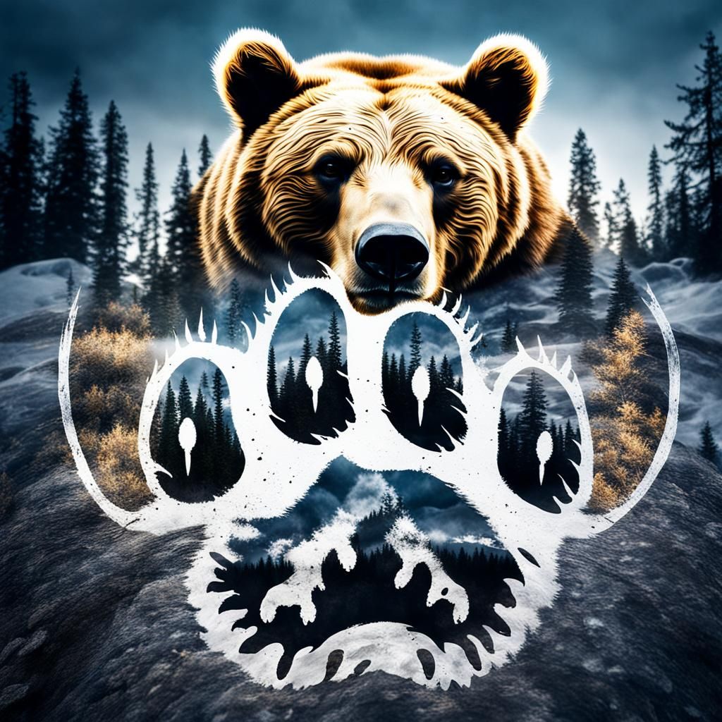 Bear Paw Print Double Exposure in HDR