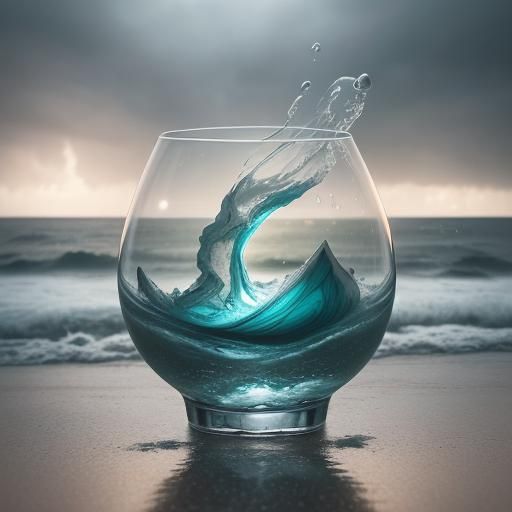 Stormy Sea and Glass Apple Double Exposure