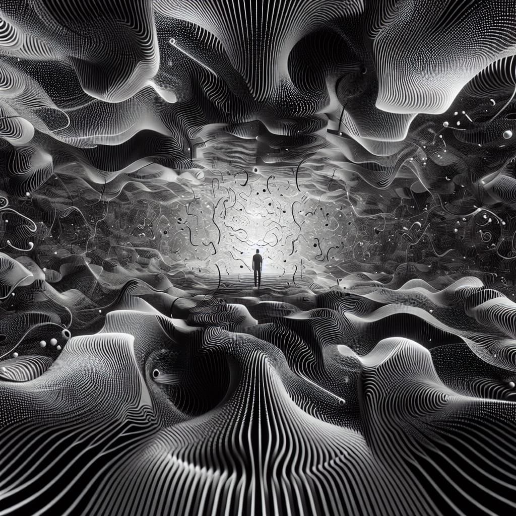 Surreal Confrontation with Inner Self in Abstract Void