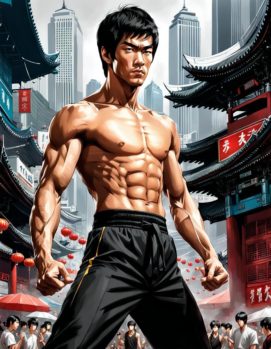 Bruce Lee Manga Sketch in Hong Kong