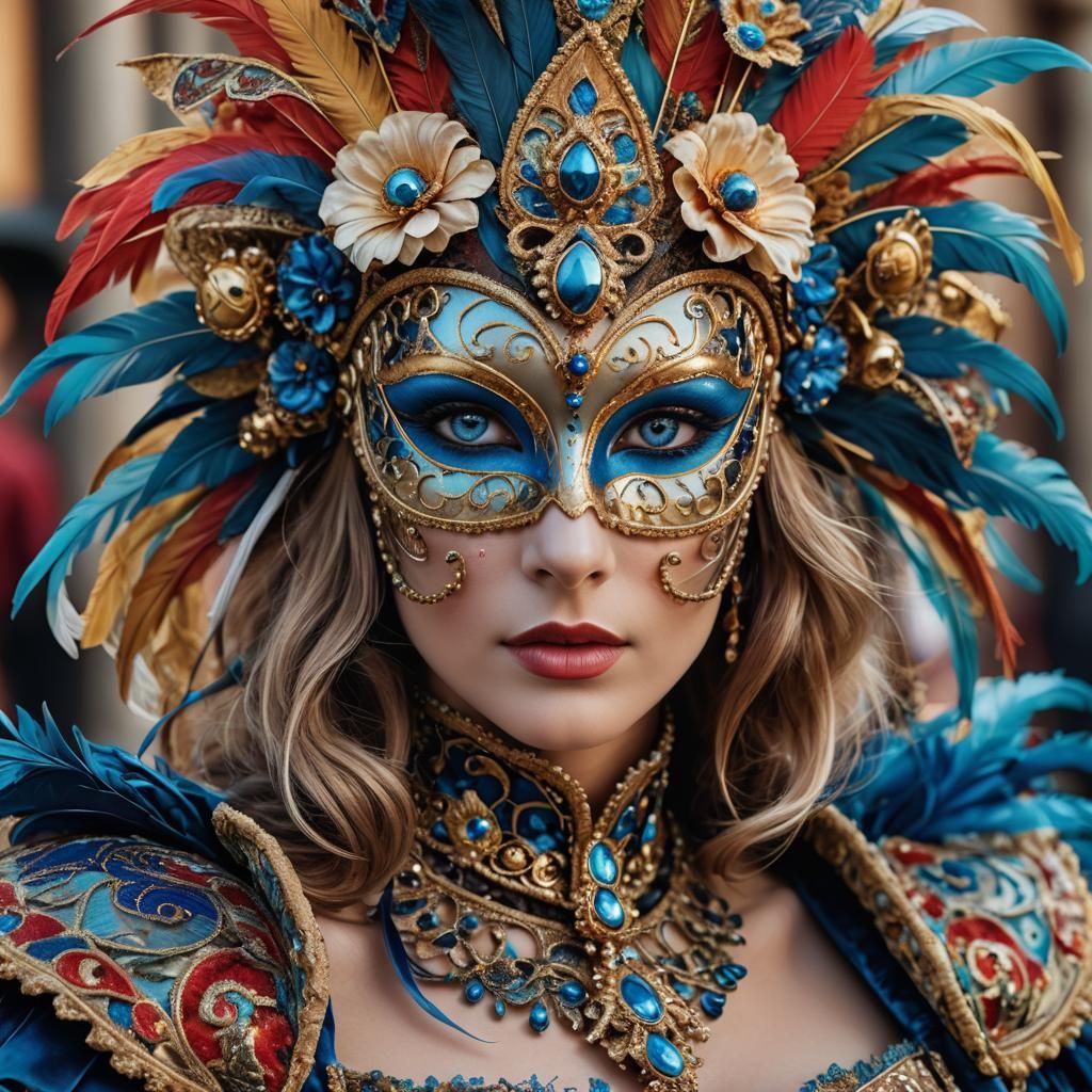 Venetian Carnival Mask Close-Up Portrait