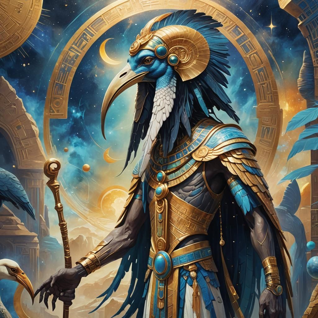 Thoth: Egyptian God in Vibrant Oil Painting Style