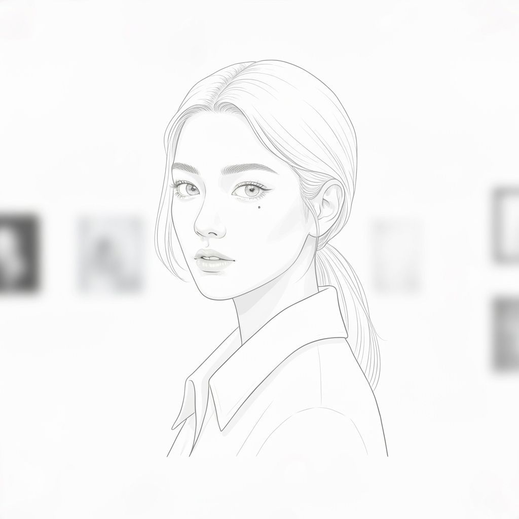 Monochromatic Portrait of a Young Woman in White Paint