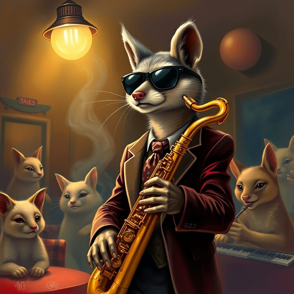 Weasel Saxophonist in Smoky Jazz Club
