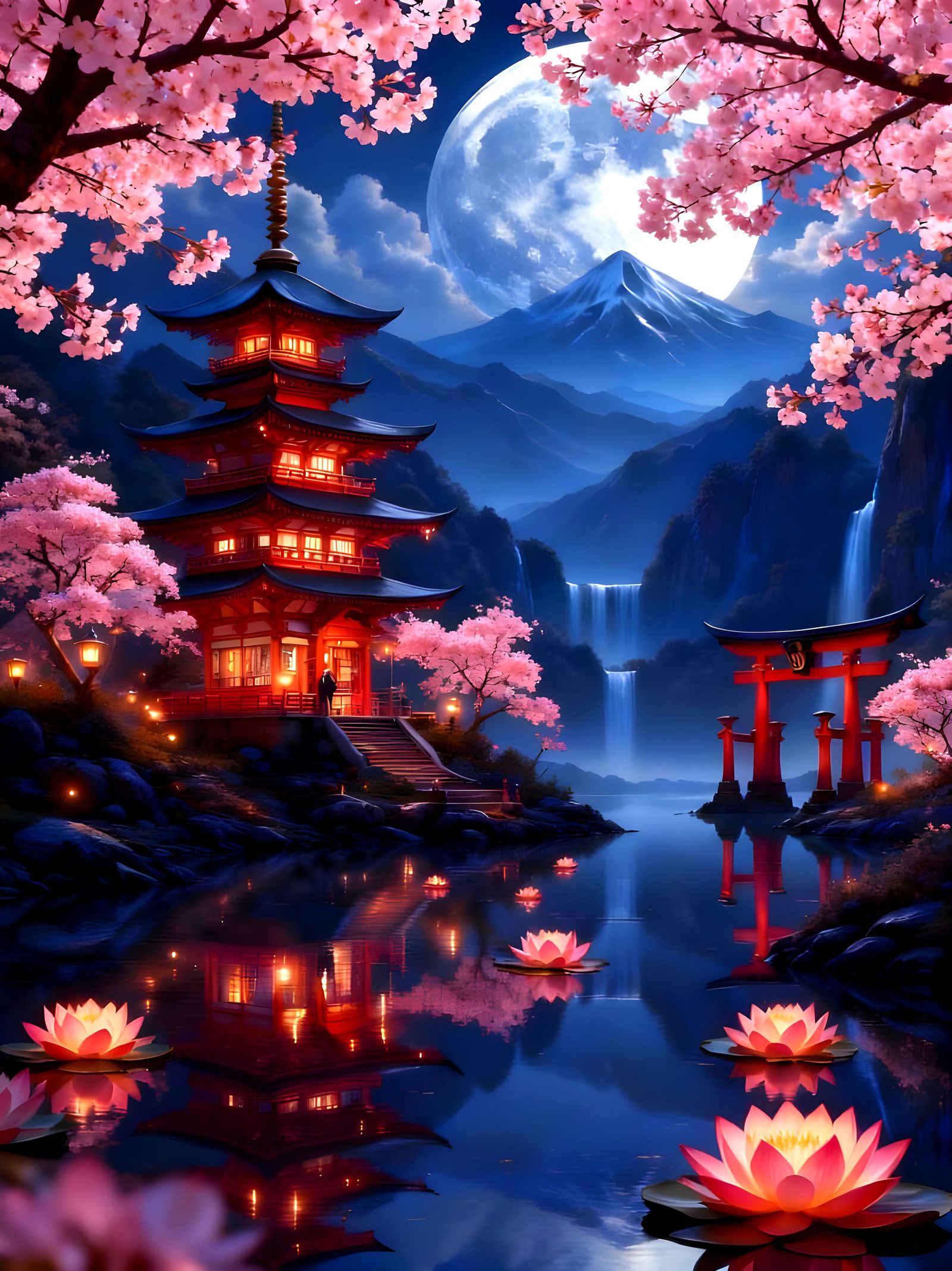 Moonlit🌕Pagoda Dreams