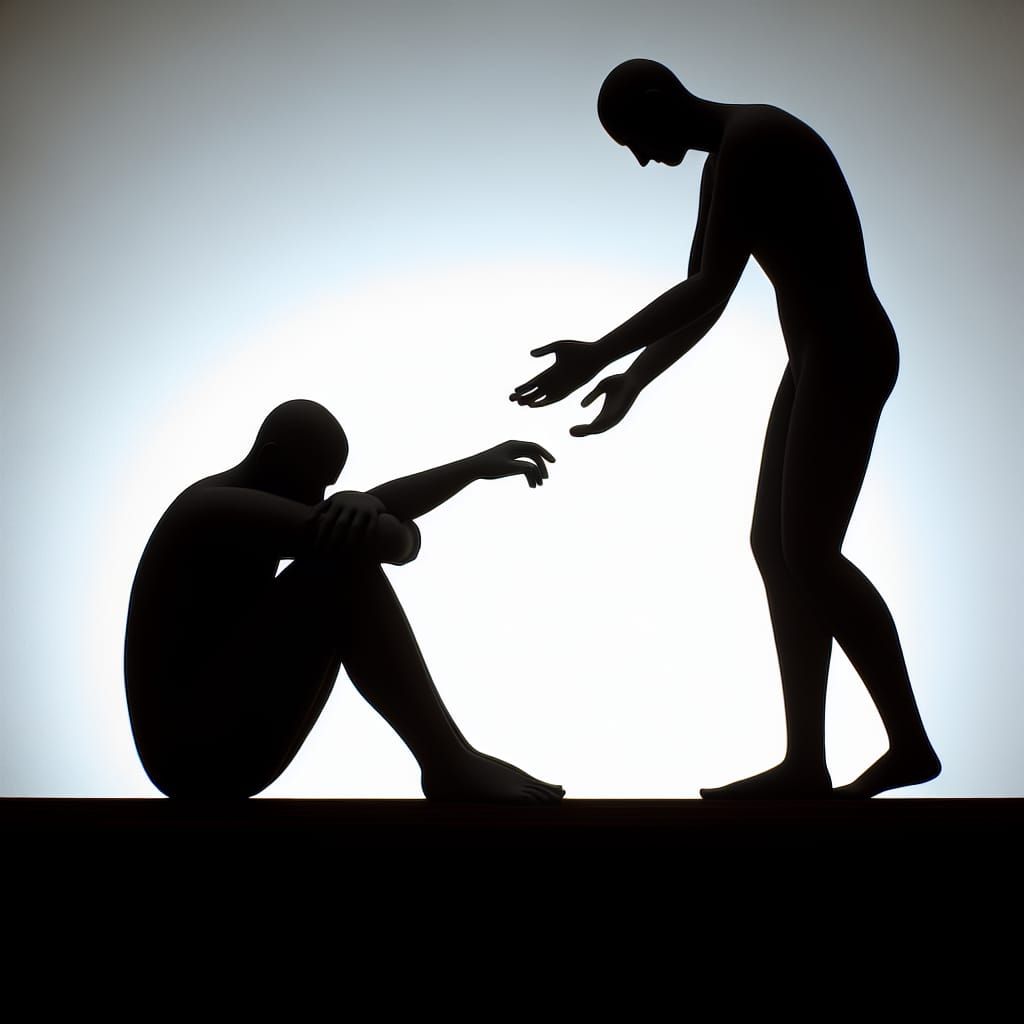 Silhouette of Support and Companionship