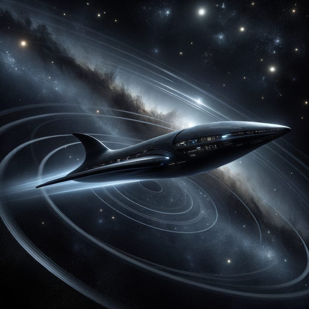 Tailless Dolphin Spaceship in Deep Space