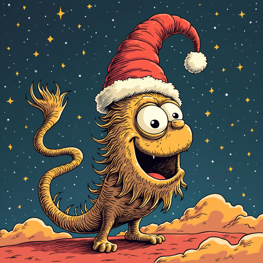 Whimsical Christmas Character in Pop Art Style