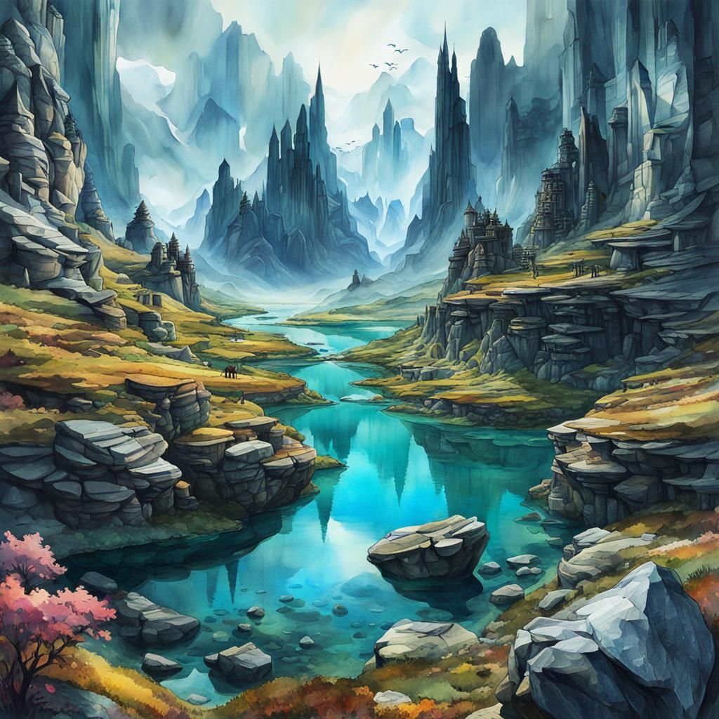 Surreal Time Illusion in Watercolor Double Exposure