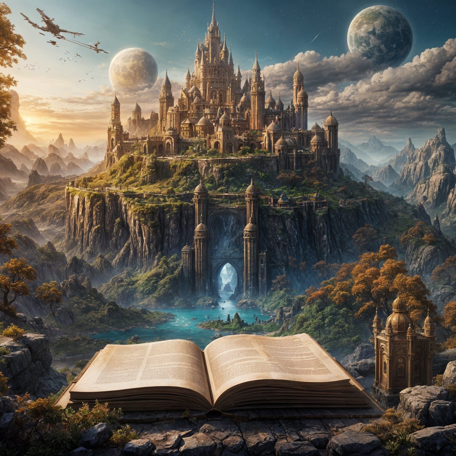 Fantasy Civilization Emerges: Detailed Matte Painting