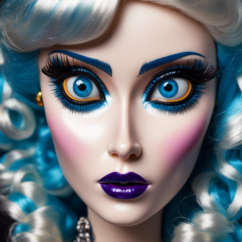 Arrogant Vintage Barbie Close-up with Twisted Eyes