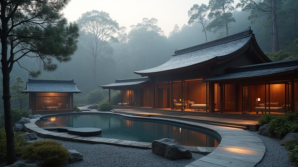 Japanese-Inspired Forest Spa Complex in Harmony with Nature