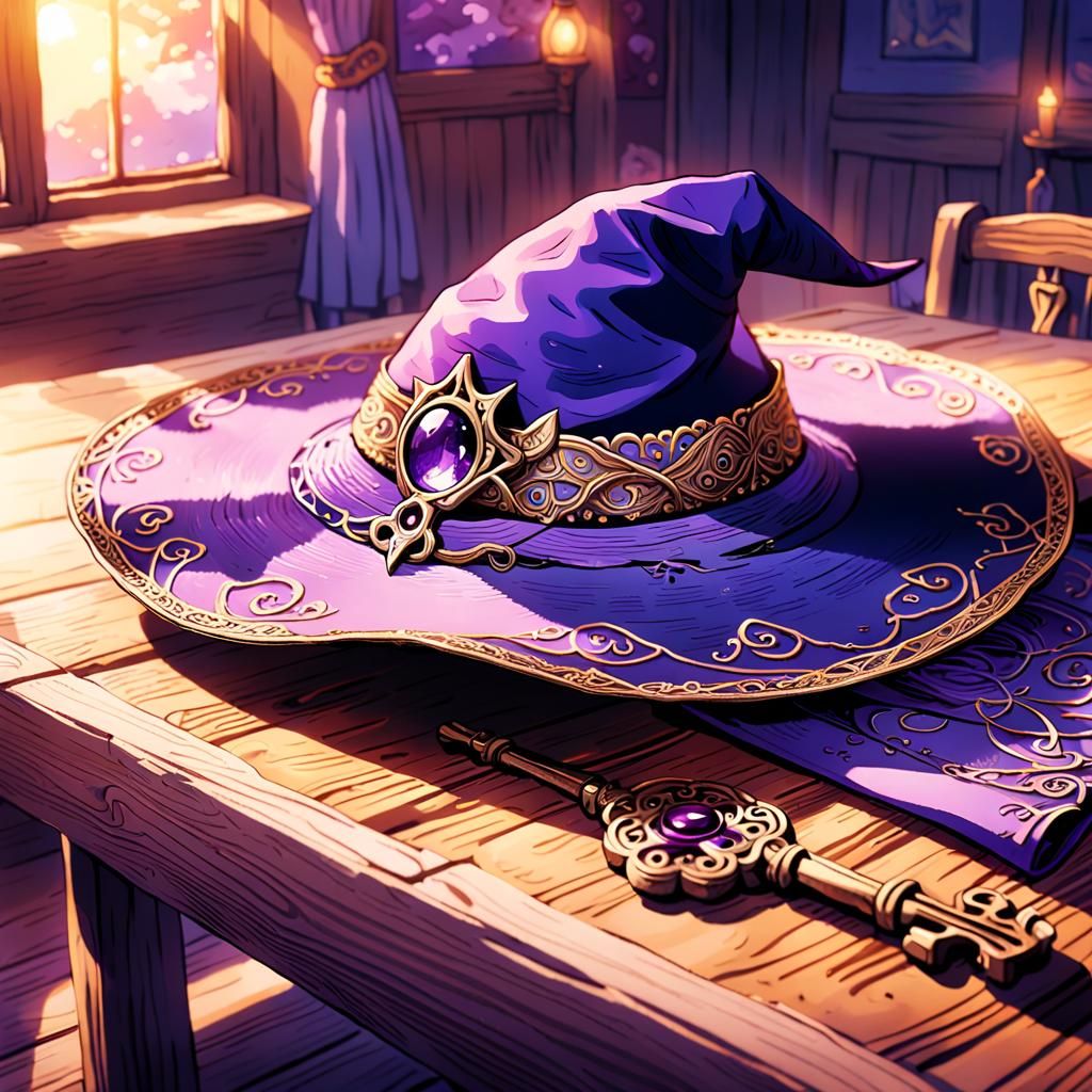 Purple Witch Hat Close-Up: Anime Key Visual