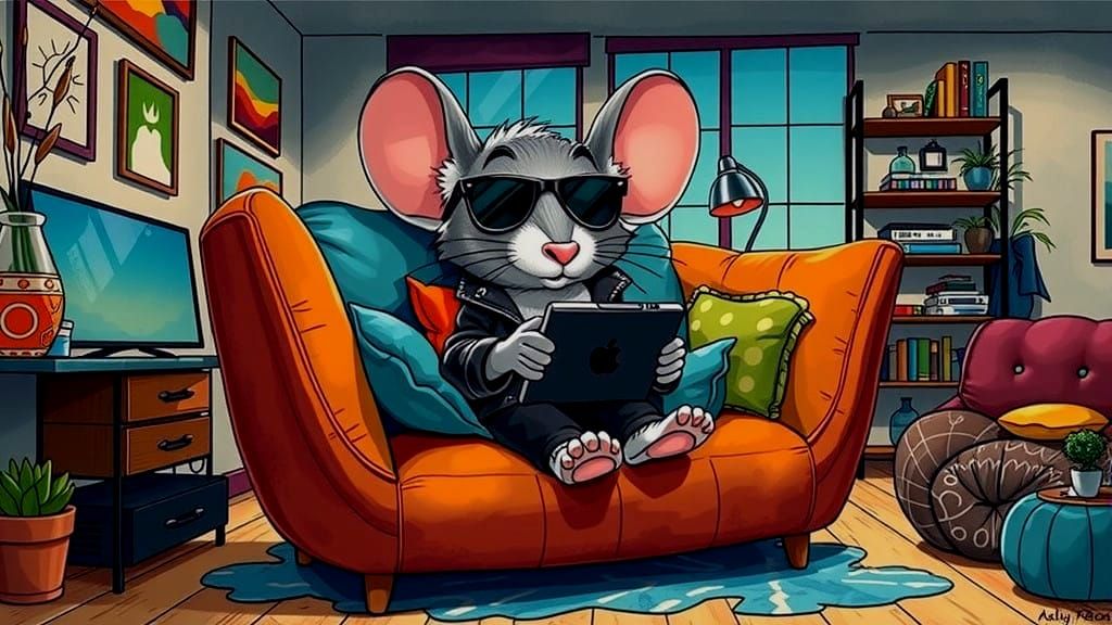 Whimsical Illustration of a Cool Mouse in Shades