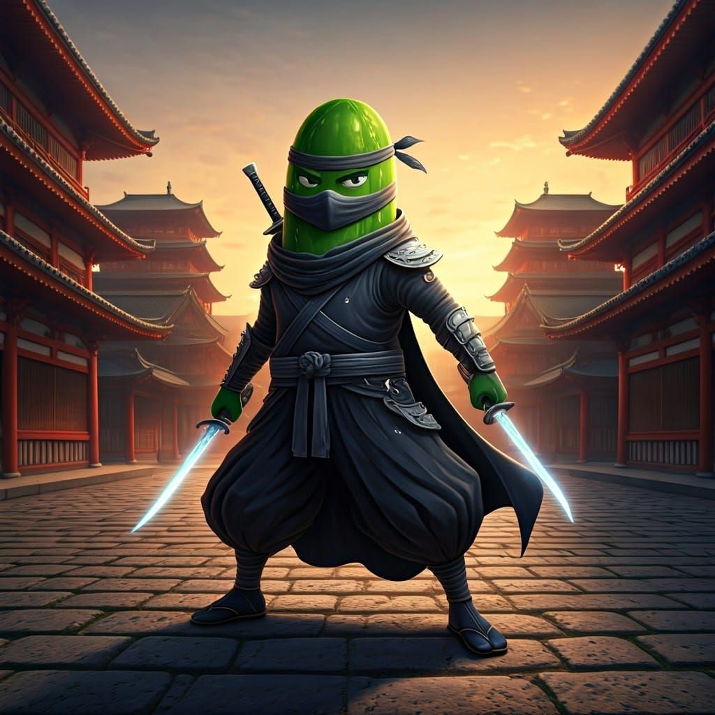 Majestic Ninja Pickle in Japanese Temple Setting