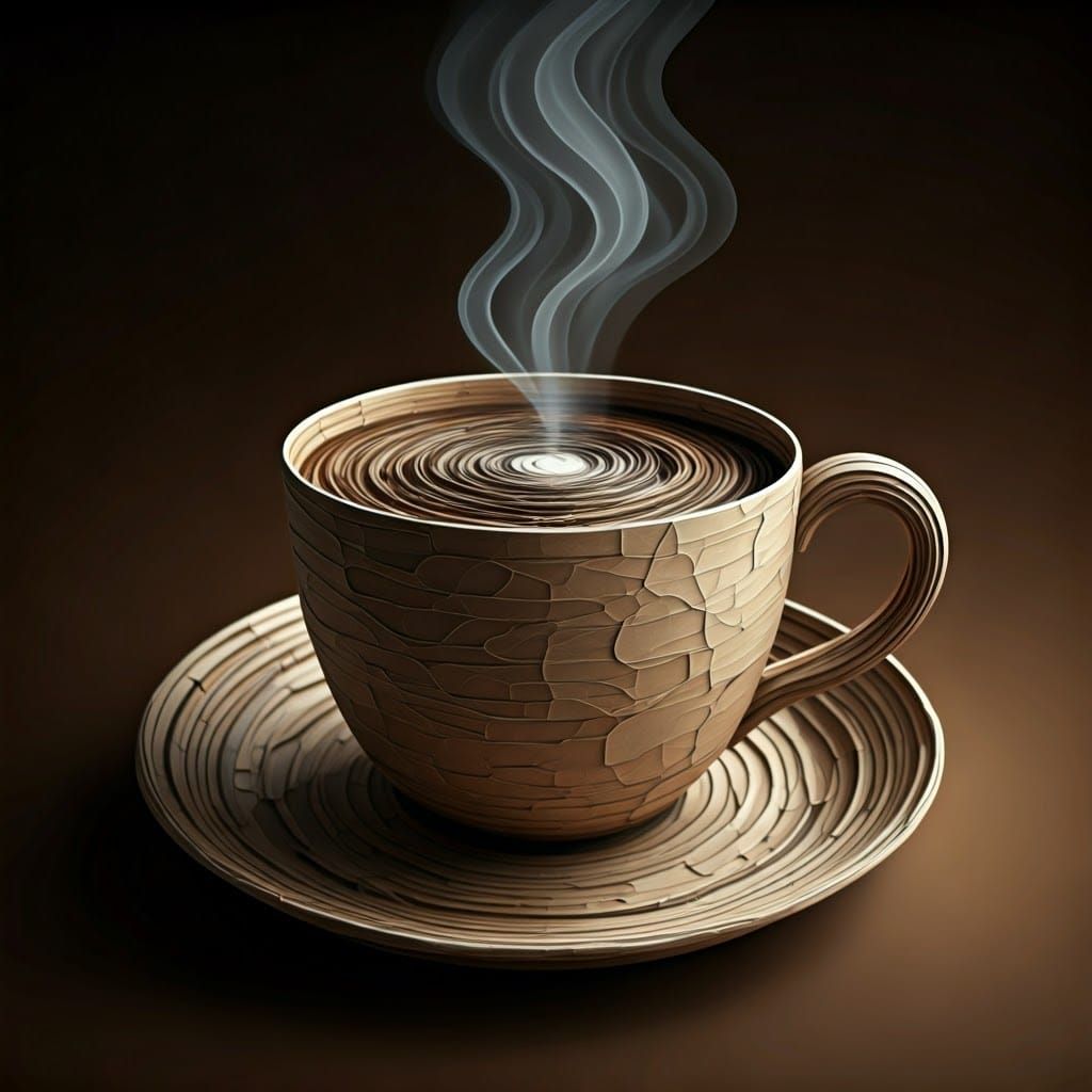 Paper Coffee Cup in Sculptural Art Style