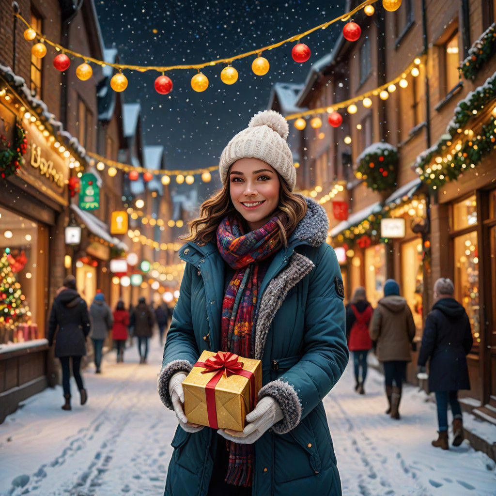 Vibrant Christmas Scene in Photorealistic Digital Art