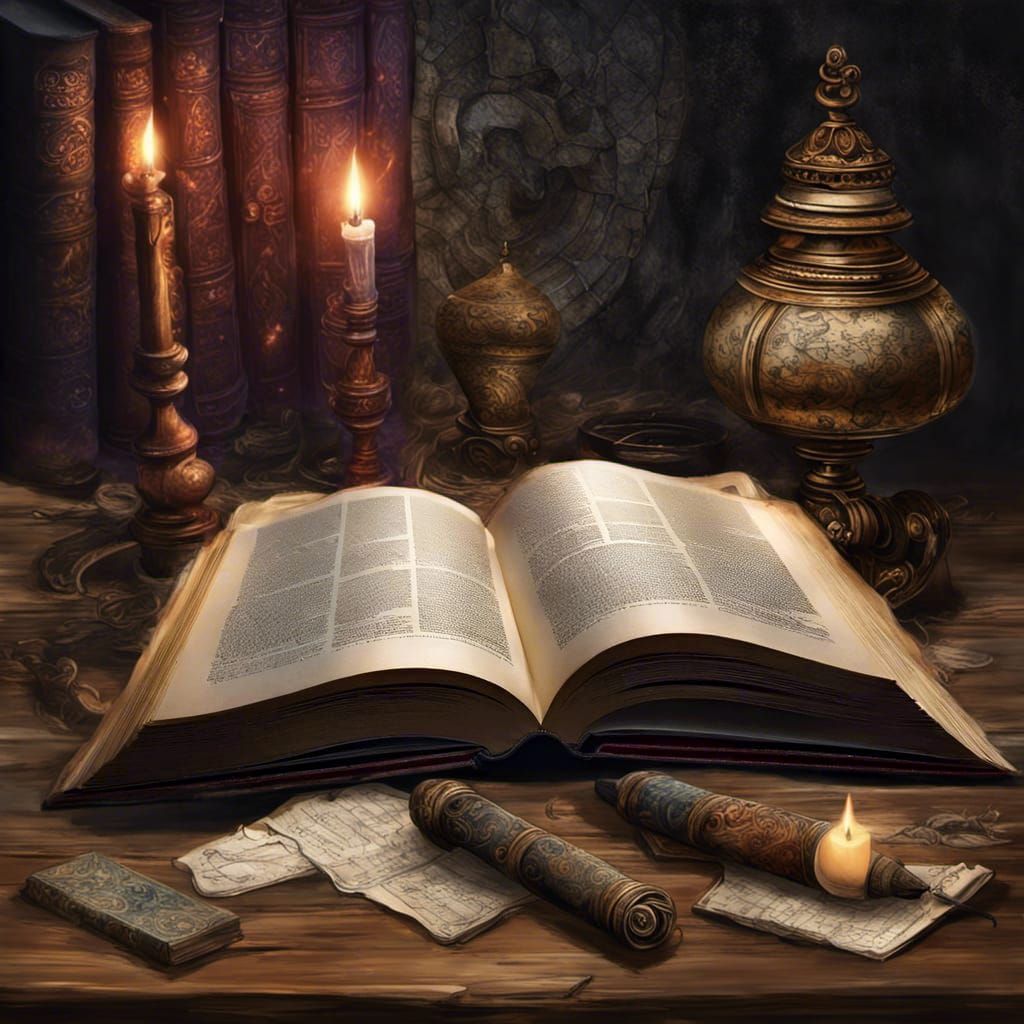 Mystical Dark Academia Study with Quill and Globe