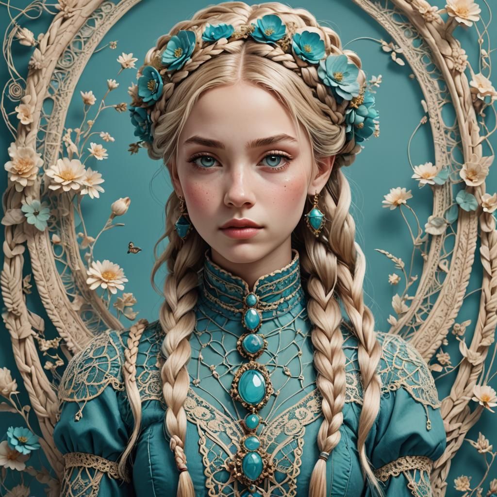 Steampunk Woman with Braided Hair and Balloons