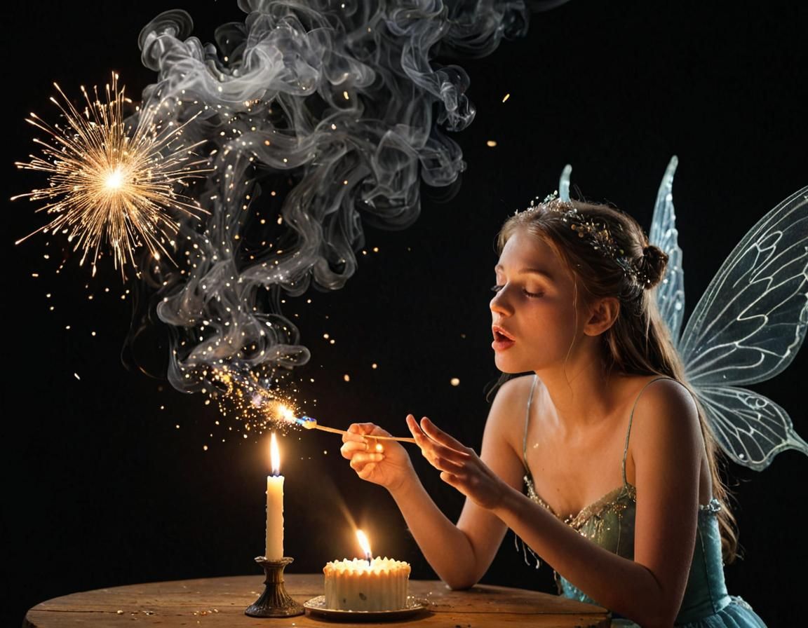 Fairy blowing out a candle