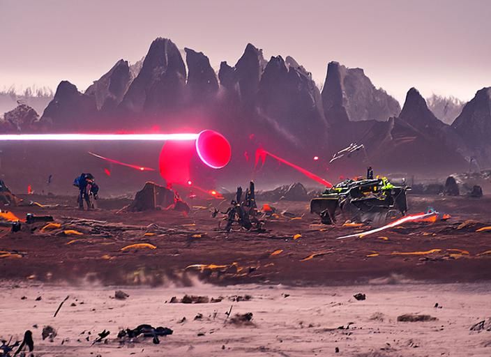 Laser Battle on an Alien Planet Painting